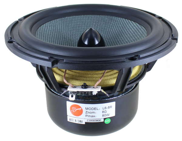 Hi-Vi L6-8R 6" Woven Cone Woofer with Phase Plug, 8 ohm